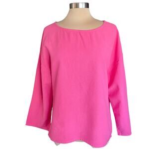Soft Surroundings Pink Cotton Oversized Relaxed Fit Top Women SMALL 100% Cotton